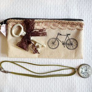 Victorian Bike Necklace & Wallet Bag set